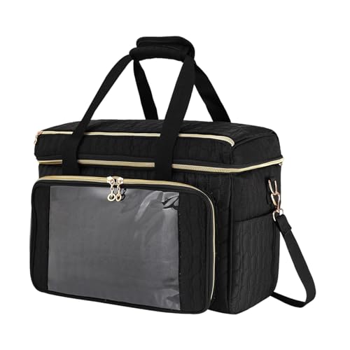 ＡＷＨＡＯ Stricktasche, Garnaufbewahrungshalter, Stilvolle Nähtasche, Zubehör, Tragbarer Griff, Tragetasche für Park, Tisch, Geschäft, Schwarz von ＡＷＨＡＯ