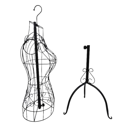 AWHAO Weiblicher Draht-Mannequin-Kleiderständer, Torso, Oberkörper, Kleiderständer für Frauen, Schwarz AWHAO Weiblicher Draht-Mannequin-Kleiderständer, Torso, Oberkörper, Kleiderständer für Frauen, Schwarz von AWHAO