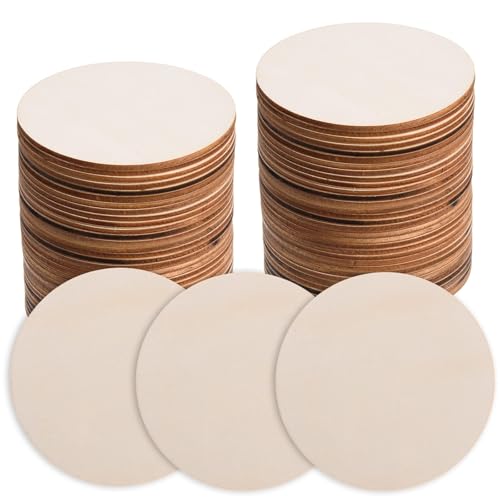 120 Stück 7,6 cm Holzkreise zum Basteln, unlackierte Holzkreise, natürliche runde Holzscheiben, blanko, runde Holzkreisscheiben für Bastelarbeiten, Malen, Gravieren, Untersetzer, Heimdekoration von AWIZOM