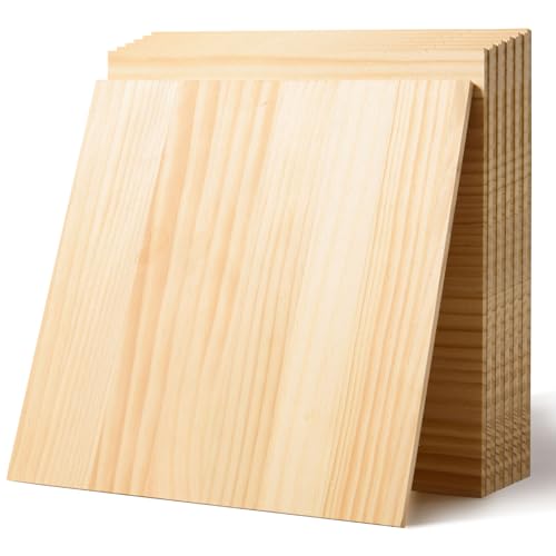 AWIZOM 12 Stück unlackierte Holzplatten zum Basteln, 30,5 x 30,5 x 6 mm, Massivholzplatten, natürliches Kiefernholz, blanko, quadratische Holzbretter für Bastelprojekte, Malerei, Modellbau, Gravur, von AWIZOM