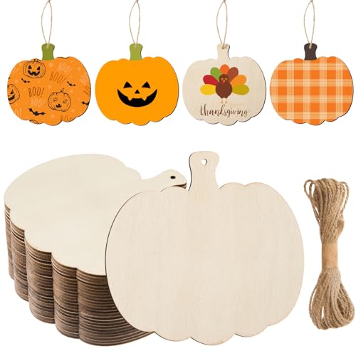 AWIZOM 150 Stück Herbst-Kürbis-Holzausschnitte, unlackiertes Holz, Kürbis-Ornamente, blanko, Erntedankfest, Kürbis-Holzscheiben mit Bindfaden, für Bastelarbeiten, Herbsternte, Halloween AWIZOM 150 Stück Herbst-Kürbis-Holzausschnitte, unlackiertes Holz, Kürbis-Ornamente, blanko, Erntedankfest, Kürbis-Holzscheiben mit Bindfaden, für Bastelarbeiten, Herbsternte, Halloween von AWIZOM