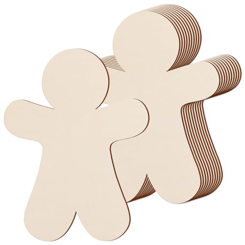 AWIZOM 24 Stück große Lebkuchenmann-Ausschnitte aus unlackiertem Holz, Lebkuchenmann-Form, 30 cm, blanko, Weihnachtsschild für Bastelarbeiten, Malerei, Türhänger, Weihnachten, Winter-Party-Dekoration von AWIZOM