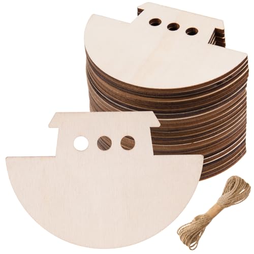 AWIZOM Holzausschnitte Arche Noah, unlackiert, Holzornamente, blanko, Holzscheiben mit 100 cm langer Schnur für Bastelarbeiten, Hochzeit, Geburtstag, Babyparty, Hängedekoration, 10 x 7 cm, 48 Stück AWIZOM Holzausschnitte Arche Noah, unlackiert, Holzornamente, blanko, Holzscheiben mit 100 cm langer Schnur für Bastelarbeiten, Hochzeit, Geburtstag, Babyparty, Hängedekoration, 10 x 7 cm, 48 Stück von AWIZOM