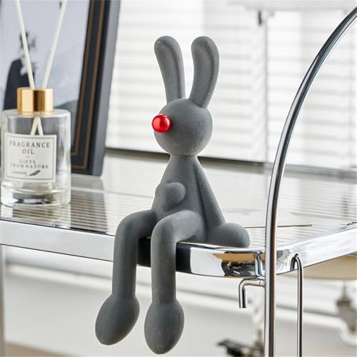 AWNR Bücherregal-Dekoration, abstrakte Kaninchen-Figur, Heimdekoration, ästhetisch für Couchtisch, Büro, Buchecke, Krimskrams für Regale (grau) von AWNR