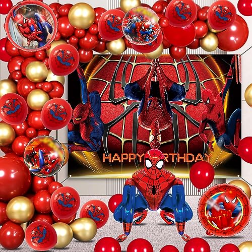 68 Stück Spiderma Deko Geburtstag Kinder, Spiderma Ballons Set, Spiderma Geburtstagsdeko Ballon Girlande, Spiderma Geburtstagsdeko Hintergrund, Spiderma Girlande Happy Birthday, Spiderma Party Set von AWOUSUE