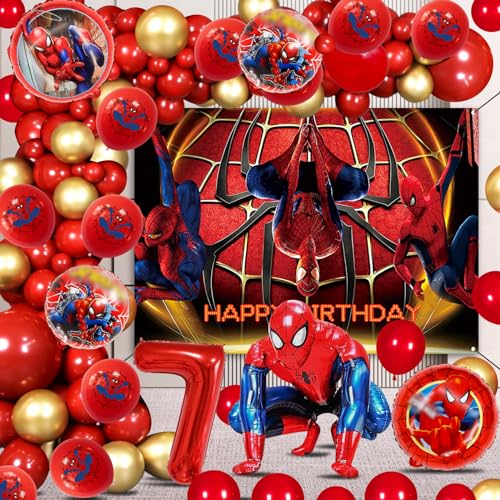 69 Stück Spiderma Deko Geburtstag Kinder 7 Jahre, Spiderma Luftballons 7 Jahre, Spiderma Geburtstagsdeko Hintergrund, Spiderma Geburtstagsdeko Ballon Girlande, Party Deko Spiderma 7 Geburtstag von AWOUSUE