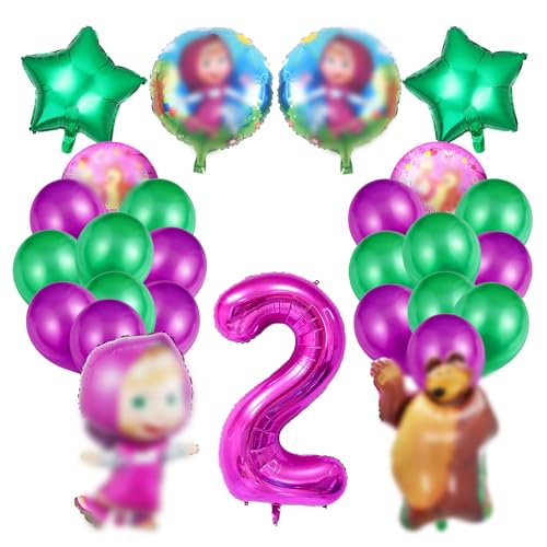 Mascha Geburtstag 2, Mascha Geburtstag Deko 2 Jahre, Mascha Luftballon 2, Mascha Helium Ballons, Kindergeburtstag Deko Mascha, Mascha Party Ballons, Für Kinder Geburtstag Party Deko von AWOUSUE