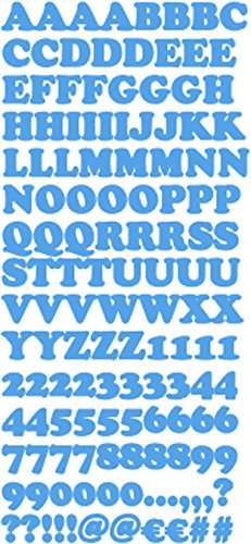 AWS 146 Aufkleber Buchstaben Alphabet Zahlen Vinyl Sticker Wasserdicht hellblau von AWS