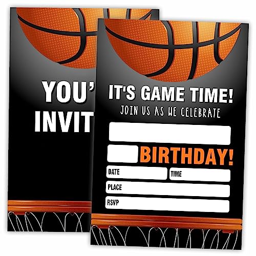 AWSICE Basketball-Geburtstagseinladungen, 20 Einladungskarten mit Umschlägen, doppelseitige Sporteinladungskarten für Geburtstagsparty, Jungen, Mädchen, Kinder, Teenager, D19 AWSICE Basketball-Geburtstagseinladungen, 20 Einladungskarten mit Umschlägen, doppelseitige Sporteinladungskarten für Geburtstagsparty, Jungen, Mädchen, Kinder, Teenager, D19 von AWSICE