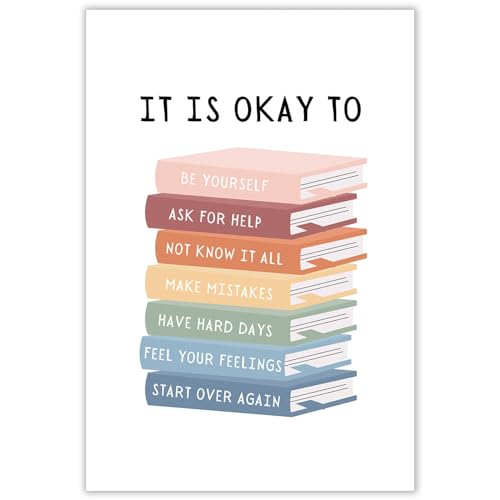 Poster "It's Okay To Not Be Okay", Geschenk für Lehrer, inspirierende Zitate für Kinder, Leinwand-Kunst, Boho, Klassenzimmer, Bildung, Zuhause, Schlafzimmer, Schlafsaal, Wanddekoration, 30,5 x 40,6 Poster "It's Okay To Not Be Okay", Geschenk für Lehrer, inspirierende Zitate für Kinder, Leinwand-Kunst, Boho, Klassenzimmer, Bildung, Zuhause, Schlafzimmer, Schlafsaal, Wanddekoration, 30,5 x 40,6 von AWTJIS