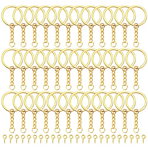 AWYY 180 Stück Gold Schlüssel Ringe Mit Kette, Metall-schlüsselring Mit Gliederkette, Gold Schlüsselring Mit Kette Schlüsselanhänger, für Diy Craft Making Schmuck Schlüsselanhänger Zubehör, Zeaying47 von AWYY