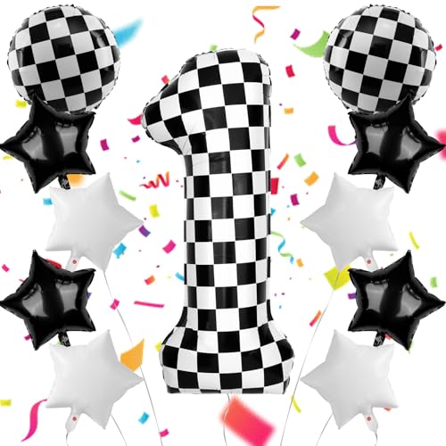 101.6 cm Rennwagen Themed Number Balloon Set, Number Block Foil Number 1 Balloons Large Big Numbers Helium Balloon for Girls Boys 1th Birthday Theme Party Decorations (Number 1) von AXBMM