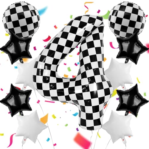 101.6 cm Rennwagen Themed Number Balloon Set, Number Block Foil Number 4 Balloons Large Big Numbers Helium Balloon for Girls Boys 4th Birthday Theme Party Decorations (Number 4) von AXBMM