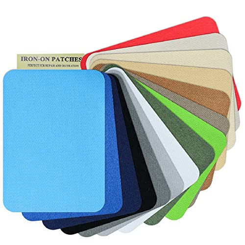 AXEN 15PCS Iron on Repair Patches, 100% Cotton Fabirc Mending Patches for Clothing, Pants, Dress, Shirts, Coats, Jeans and More, Mixed Colors von AXEN