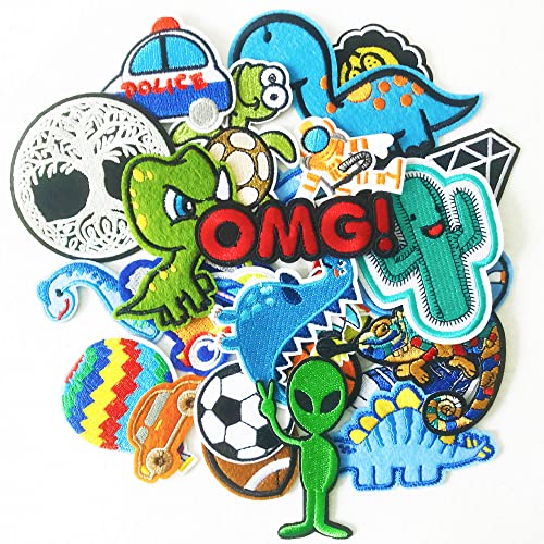 AXEN 30pcs Iron on Patches for Boys, Embroidered Sew On/Iron On Patches Applique for Clothes, Dress, Hat, Jeans, Pant, Shoe,Bags AXEN 30pcs Iron on Patches for Boys, Embroidered Sew On/Iron On Patches Applique for Clothes, Dress, Hat, Jeans, Pant, Shoe,Bags von AXEN