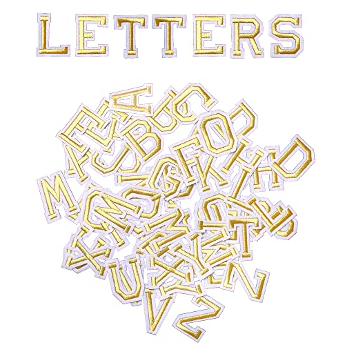 AXEN 52pcs Alphabet A to Z Patches, Iron on Sew on Letters for Clothes, Classic Gold von AXEN