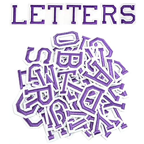 AXEN 52pcs Alphabet A to Z Patches, Iron on Sew on Letters for Clothes, Classic Purple von AXEN