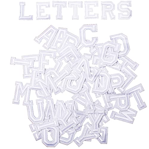 AXEN 52pcs Alphabet A to Z Patches, Iron on Sew on Letters for Clothes, Classic White von AXEN