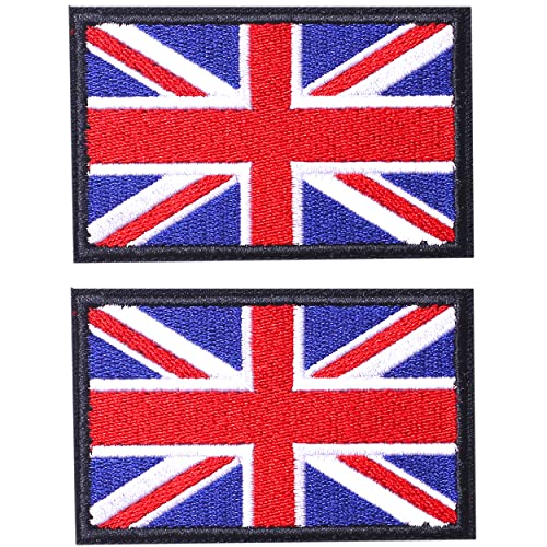 AXEN British Union Jack Patch United Kingdom Flag Patch British Union Patches Tactical Patches Hook and Loop Applique for Military Uniform Tactical Bag Jacket Jeans Hat, 2pcs von AXEN