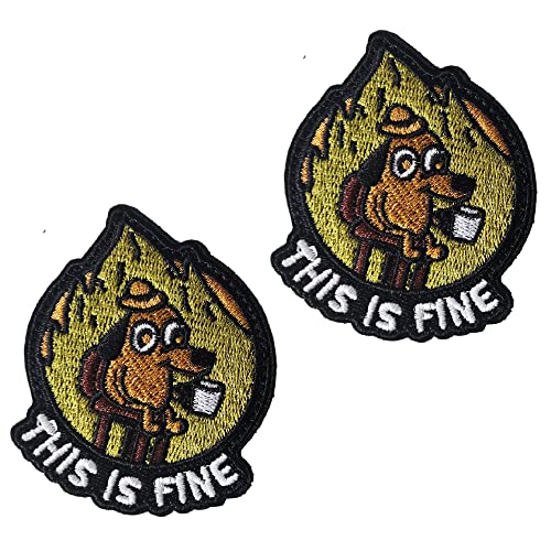 AXEN THIS IS FINE Patches, Funny hook and loop patches for Military Uniform Tactical Bag Jacket Jeans Hat von AXEN