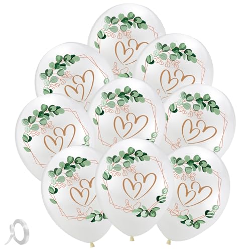 30 Stück Luftballons Hochzeit, Hochzeitsdeko Herzen Eukalyptus Hochzeitsballons Weiß für Hochzeit, Verlobung, Heiratsantrag, Party Dekoration 30 Stück Luftballons Hochzeit, Hochzeitsdeko Herzen Eukalyptus Hochzeitsballons Weiß für Hochzeit, Verlobung, Heiratsantrag, Party Dekoration von AXERHK
