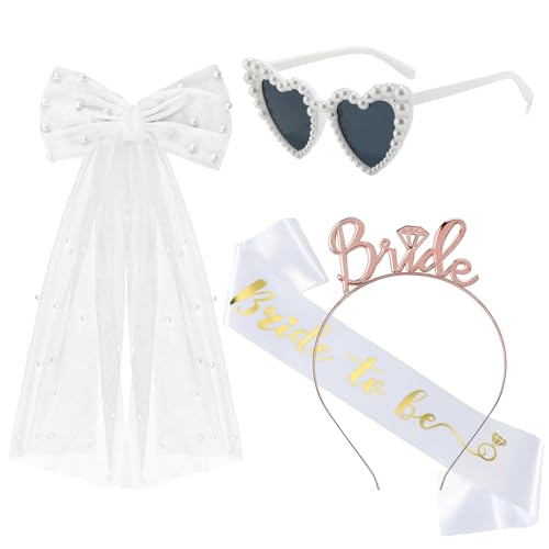 AXERHK 4 Stück Bride Hochzeitszubehör, Bride Perlen Haarreif Bride Haarreif Herz Sonnenbrille Herzbrille, Junggesellenabschied Frauen, Bride to Be Accessoires Braut Bachelorette Party Deko AXERHK 4 Stück Bride Hochzeitszubehör, Bride Perlen Haarreif Bride Haarreif Herz Sonnenbrille Herzbrille, Junggesellenabschied Frauen, Bride to Be Accessoires Braut Bachelorette Party Deko von AXERHK