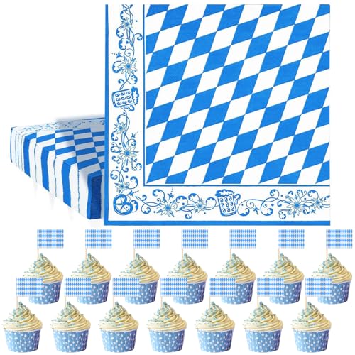 AXERHK Oktoberfest Servietten, Oktoberfest Deko, 150 Stück Oktoberfest Dekoration Set Mit 50 Servietten Und 100 Cupcake Toppers, Oktoberfest Tischdeko für Münchner Oktoberfest Bierzelten Tischdeko AXERHK Oktoberfest Servietten, Oktoberfest Deko, 150 Stück Oktoberfest Dekoration Set Mit 50 Servietten Und 100 Cupcake Toppers, Oktoberfest Tischdeko für Münchner Oktoberfest Bierzelten Tischdeko von AXERHK