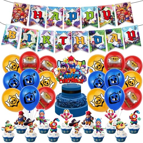 Geburtstagsdeko, 44 Stück Happy Birthday Tortendeko Set mit 1 Banner + 18 Wiederverwendbare Banner + 1 Großer Torteneinsatz + 24 Kleine Torteneinsätze, Birthday Decorations für Geburtstag Party von AXERHK