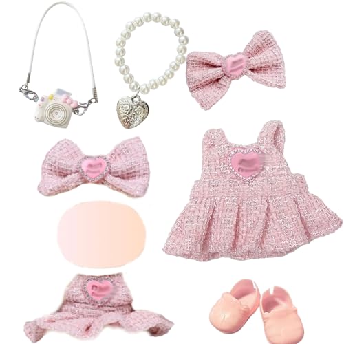 Kleidung, 5 Stück Puppe Accessoires mit Schleife, Trägerkleid, Halskette, Kamera und Schuhen, Passend für Birthday Holiday Present for Girls Kids Kleidung, 5 Stück Puppe Accessoires mit Schleife, Trägerkleid, Halskette, Kamera und Schuhen, Passend für Birthday Holiday Present for Girls Kids von AXERHK