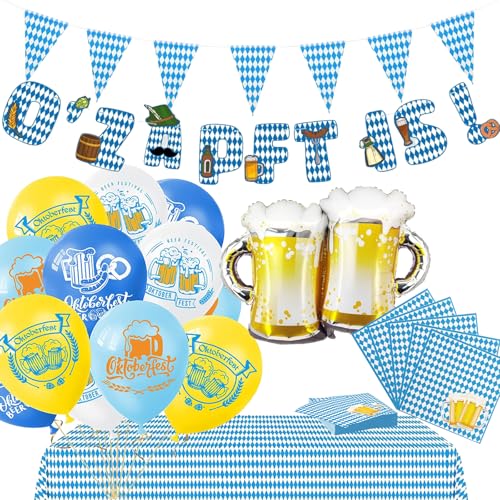 Oktoberfest Deko, 36 Stück Deko Banner, Servietten und Tischdecke für die perfekte Oktoberfests-Party, Ideal Für Feiern Oktoberfest Deko, 36 Stück Deko Banner, Servietten und Tischdecke für die perfekte Oktoberfests-Party, Ideal Für Feiern von AXERHK