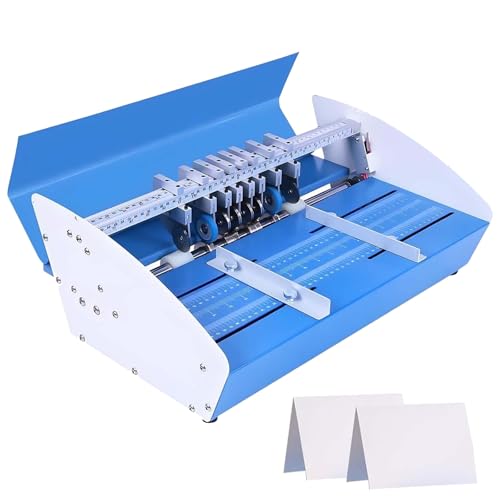 3-in-1-Rillmaschine, elektrische 520-mm-Papierrillmaschine mit Maßstablineal, multifunktionaler Papierriller mit gepunkteter Linie, einstellbare Rilltiefe, für Dokumente, Karten von AXGCAA