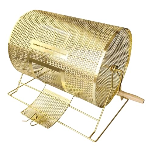 Manuelle Messing-Tombola-Trommel, Tombola-Los-Spinner mit stabilem Stativständer, Drehkäfig für Lotterie-Ziehungstrommel mit Holzgriff, für Lose oder Tischtennisbälle, für Supermärkte(Medium) von AXGCAA