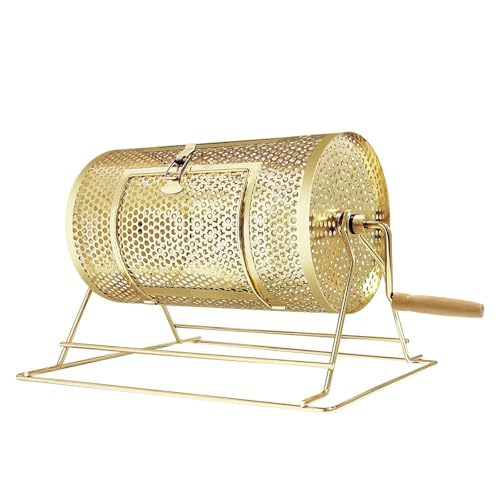 Manuelle Messing-Tombola-Trommel, Tombola-Los-Spinner mit stabilem Stativständer, Drehkäfig für Lotterie-Ziehungstrommel mit Holzgriff, für Lose oder Tischtennisbälle, für Supermärkte(Small) von AXGCAA