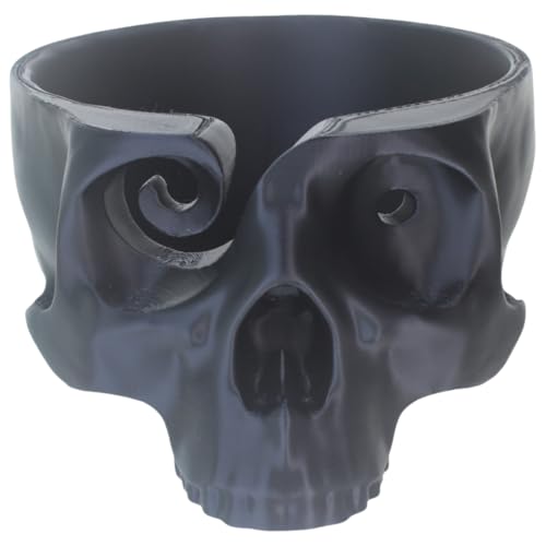 AXICIR Schädelkopf Knochen Häkelgarn Schüssel Halter zum Häkeln Stricken Zubehör 3D gedruckt Halloween Dekor schwarz von AXICIR