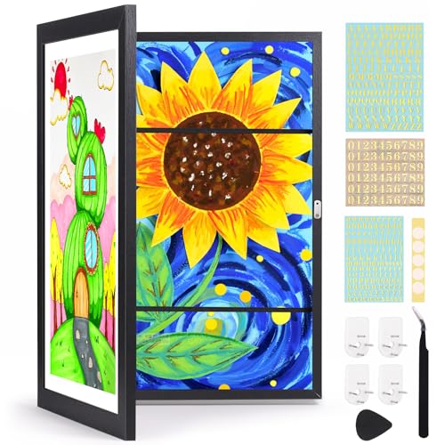 Bilderrahmen A3 für Kinderzeichnungen, Schwarzer Wechselrahmen für bis zu 150 Kunstwerke, Präsentationsrahmen für Kinderkunst mit Magnetverschluss, 34x46 cm Wandrahmen zur Aufbewahrung & Präsentation Bilderrahmen A3 für Kinderzeichnungen, Schwarzer Wechselrahmen für bis zu 150 Kunstwerke, Präsentationsrahmen für Kinderkunst mit Magnetverschluss, 34x46 cm Wandrahmen zur Aufbewahrung & Präsentation von AXNSATRE