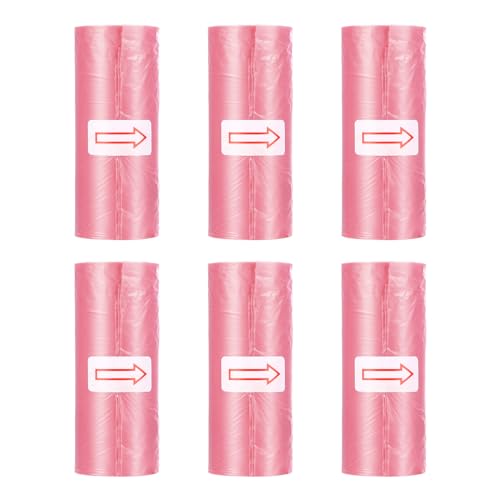 Mini-Müllbeutel, 6 Rollen, Größe 22,6 x 29,8 cm, Rosa, kleine Müllsäcke für Auto-Mülleimer, kleiner Mülleimer von AXNSATRE