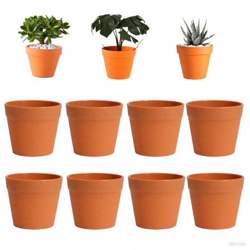 AXOBOG Tontöpfe Klein 8 Stück, Stoßfeste Mini Blumentöpfe (45x40mm) in Schwarz Terrakotta, BPA-frei, Ideal für Sukkulenten, Kräuter DIY Projekte in Haus, Büro oder Balkon Inkl (Keramikfarbe) von AXOBOG