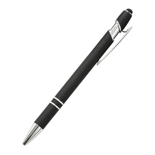 AXPTI 20–200 Stifte, Großhandel, Metall-Kugelschreiber, Touchscreen-Stift, Büro, Schule, Werbung, Stift, individuelles Logo, Text, Lasergravur (Schwarz, 100 Stück) von AXPTI