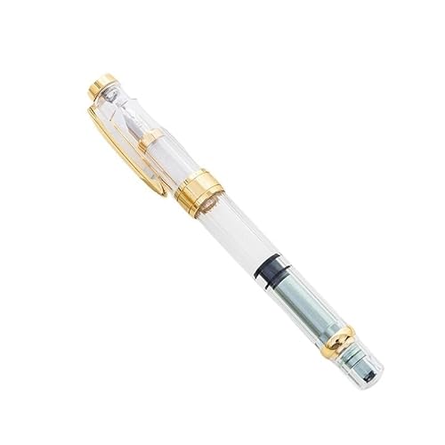 AXPTI Fashion Brief-Füllfederhalter, transparent, Gold- oder Silber-Clip, bunte Tinte, Stifte, Studenten, Schulbedarf, Schreibwaren (goldfarben, klar, grün, F-Feder 05 mm) von AXPTI