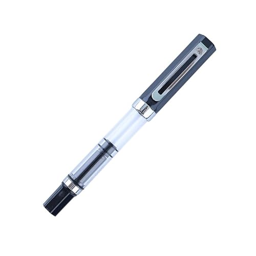 AXPTI Füllfederhalter, EF/F-Feder, Kolben, Kunststoff-Tintenstift, silberfarbener Clip, Business, Schreibwaren, Büro, Schulbedarf (Schwarz, F) von AXPTI