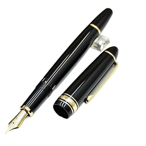 AXPTI Füllfederhalter mit Kolbenfüllung, Iridiumgold, EF-Feder F, Schwarz, Dunkelblau, Harz-Schreibtinte (schwarz, rund, hohl, G, F 0,5 mm) von AXPTI