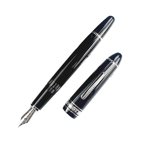 AXPTI Füllfederhalter mit Kolbenfüllung, Iridiumgold, EF-Feder F, Schwarz, Dunkelblau, Harz-Schreibtinte (schwarz, rund, hohl, S, F 0,5 mm) von AXPTI