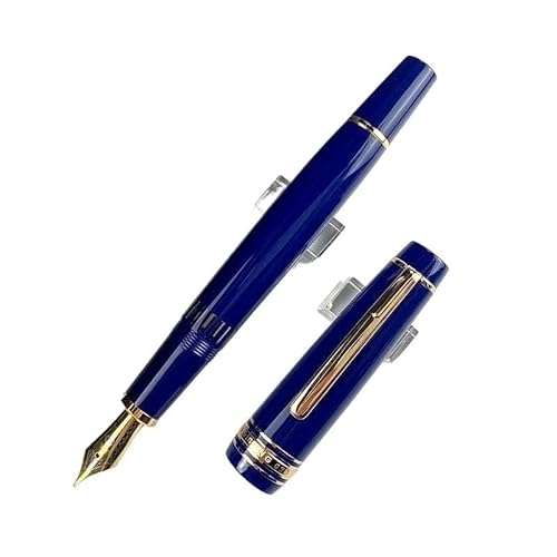 AXPTI Füllfederhalter mit Kolbenfüllung, Iridiumgold, EF-Feder F, Schwarz, Dunkelblau, Kunstharz, Schreibtintenstifte (blau, flach, F 0,5 mm) von AXPTI