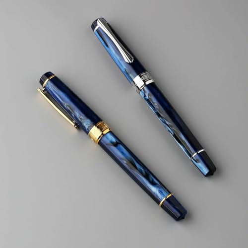 AXPTI Kolben-Füllfederhalter-Klinge/runde Feder, Tintenabsorbierender Stift, großes Fassungsvermögen, transparentes Acryl, Business-Schriftzug, Geschenk-Stift (5 Stück) von AXPTI