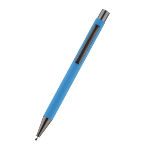 AXPTI Metall-Kugelschreiber, Werbungsstift, Gummi-Textur, individuelles Logo, Textgravur, Lasergravur, personalisierbarer Namen-Logo-Stift (hellblau), 50 Stück von AXPTI