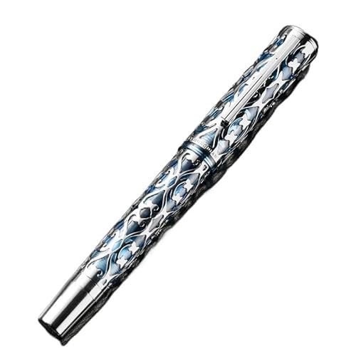 AXPTI Moonlight Füllfederhalter mit Gravur, hohles Design, Premium-Kolbenfüllhalter, flexible Feder, Kalligraphie-Set, Geschäftsgeschenk (Blau, EF) von AXPTI