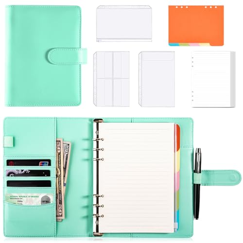 A5 Ringbuch Nachfüllbar, PU Leder Binder Notizbuch mit 86 Blättern Nachfüllpapier, 6 Ringe Leather Planner A5 Bindermappe, Notizbuch Din A5 Ringbuch für Schulnotizen, Reisetagebücher, Planer von AXVRAV