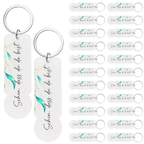AXVRAV 24 Stück Gastgeschenke Hochzeit, Schlüsselanhänger Packs, Acryl Einkaufswagenchip, „Schön, dass du da bist“ - einkaufswagen chips für Abschluss Hochzeit Taufe Geburtstag (BLAU) von AXVRAV