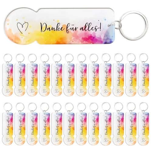 24 Stück Acryl Einkaufswagenchip, Schlüsselanhänger Packs,„Danke für Alles“ - einkaufswagen chips für Abschluss Hochzeit Taufe Geburtstag von AXVRAV