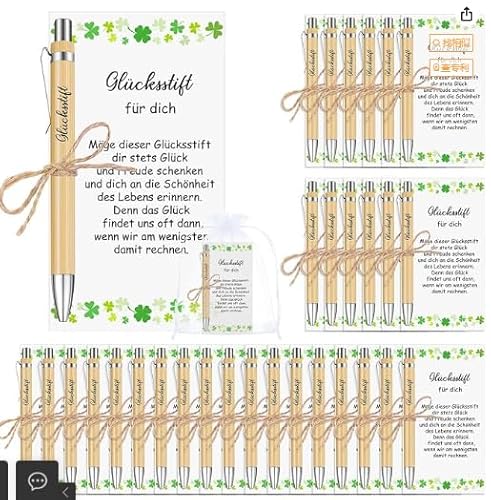 AXVRAV 30 Sets Glücksstift Kugelschreiber, Glücksstift Team Dankeschön Geschenke mit Karte Holz, Gastgeschenke Kuli Glücksbringer, Kugelschreiber mit Spruch, für Lehrer Mitarbeiter Kollegen AXVRAV 30 Sets Glücksstift Kugelschreiber, Glücksstift Team Dankeschön Geschenke mit Karte Holz, Gastgeschenke Kuli Glücksbringer, Kugelschreiber mit Spruch, für Lehrer Mitarbeiter Kollegen von AXVRAV